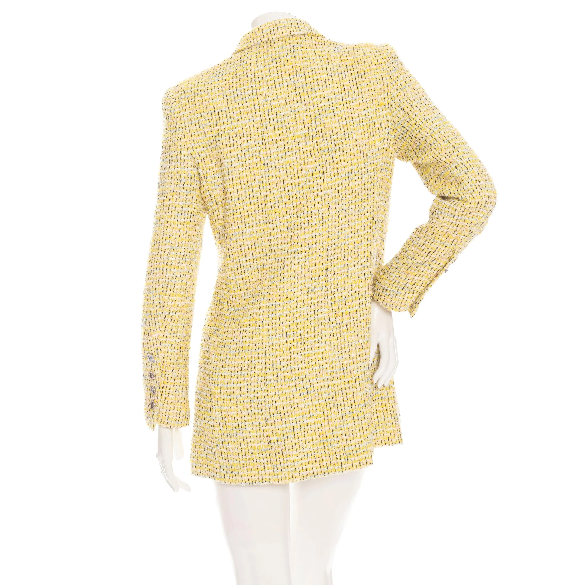 1996 Yellow Tweed Two-Piece Jacket and Skirt Suit