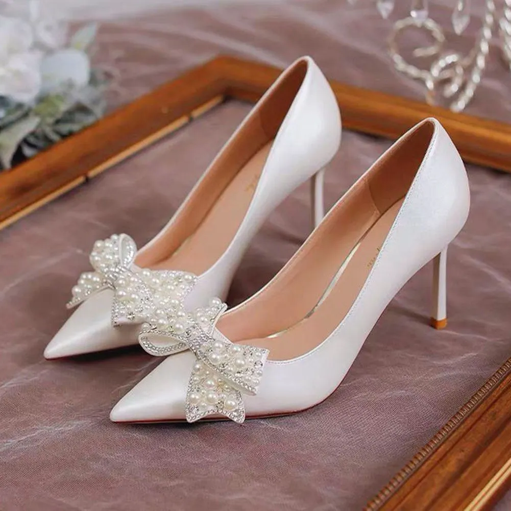 Amozae   New Fashion Spring Summer Red   Pumps High Thin Heels Crystal Butterfly Knot Elegant Women Dress Party Office Weeding