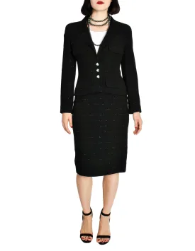 Chanel Vintage Black Wool Sparkly Two-Piece Suit