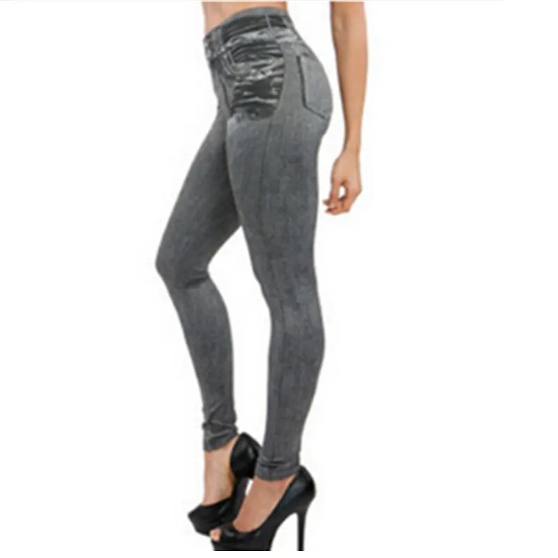 Hot Jeans for Women Denim Pants with Pocket Pull Cashmere Body Imitation Cowboy Slim Leggings Women Fitness Dropshipping (US 4-20W)