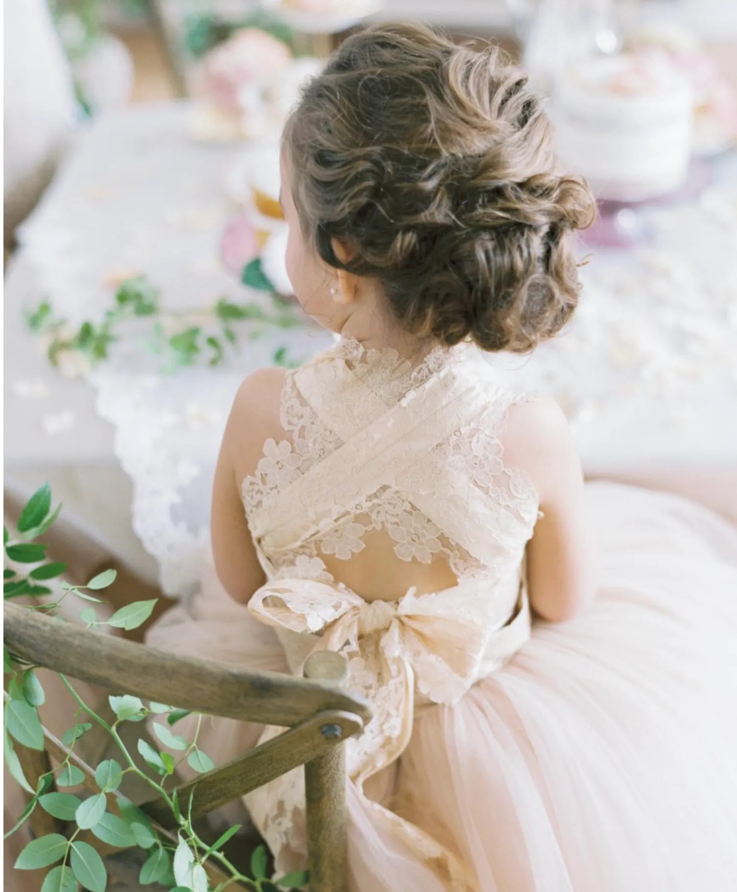 Lace Back Flower Girl Dress