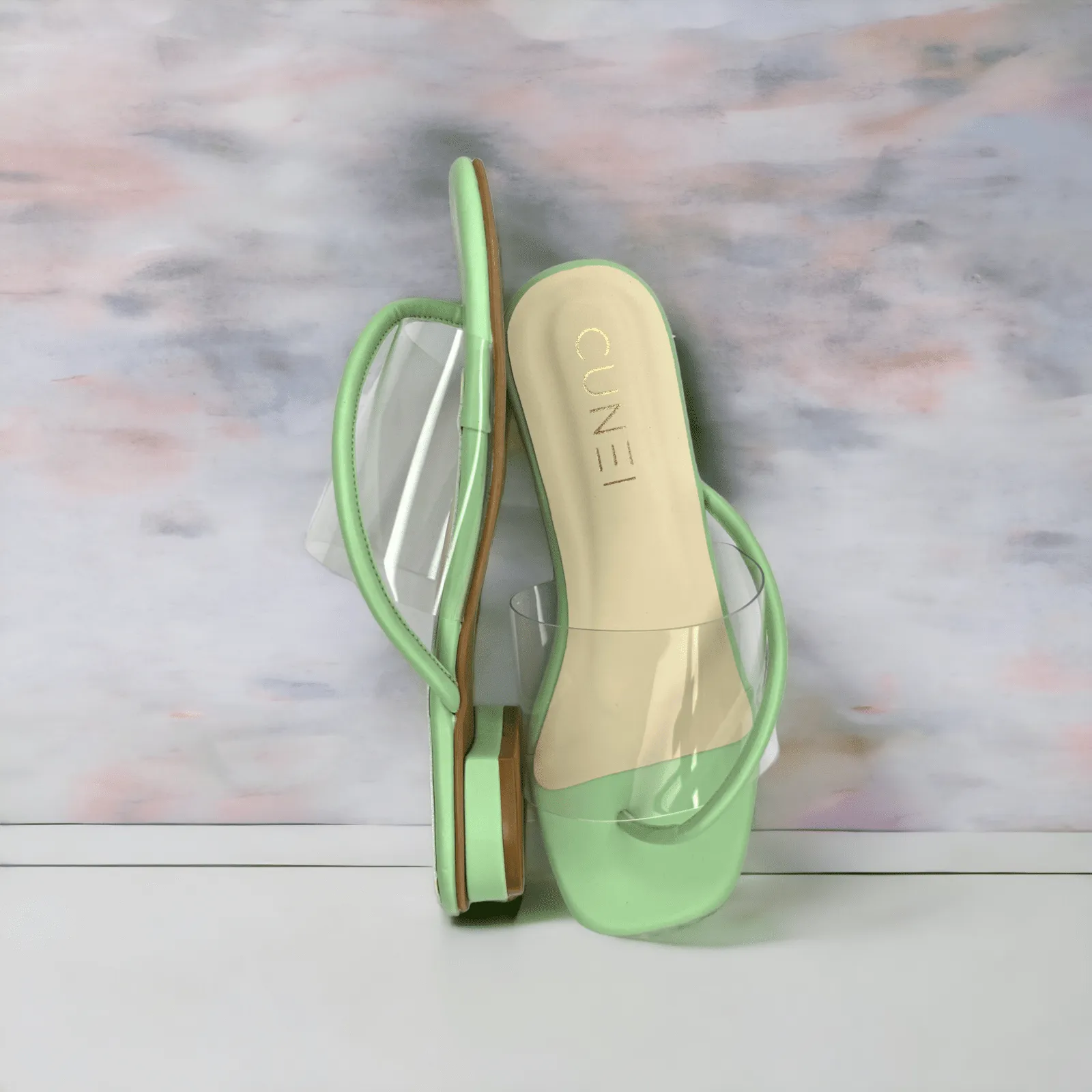 Pastel Green Clear Strap Heels