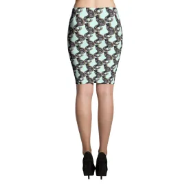 SCATTERED SWIRLY CATS Pencil Skirt