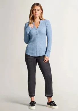 Simone Henley Thermal Top - Blue Jay