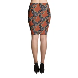 SWIRLY CATS PATTERN Pencil Skirt