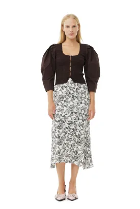 Viscose Long Twill Skirt | Egret Print